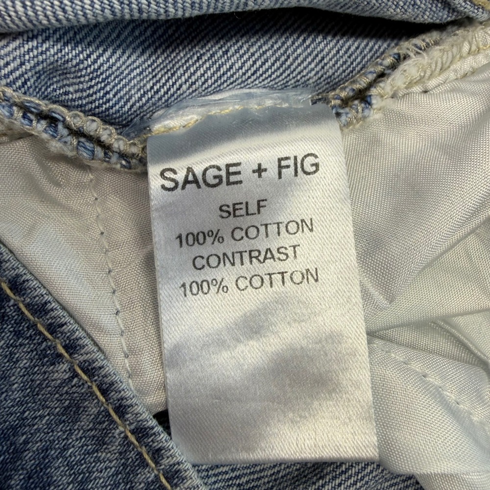 Sage Fig Wide Leg Jeans Womens Small Blue Paisley Patchwork Pleated Raw Hem Boho - Picture 5 of 12